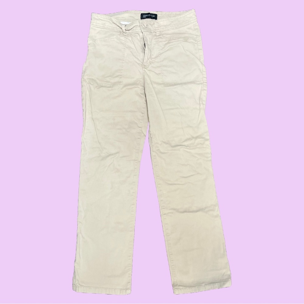 Jones New York Cream Straight Leg Jeans